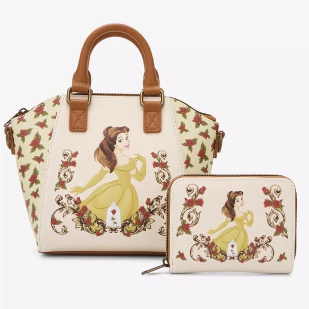 Loungefly Disney Beauty And The Beast Floral Mini Satchel Bag & Wallet Combo